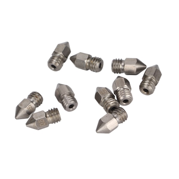 10 st 3D-skrivarmunstycken MK8 rostfritt stål 1,75 mm extruderingstryckhuvuddelar tillbehör 0,5 mm
