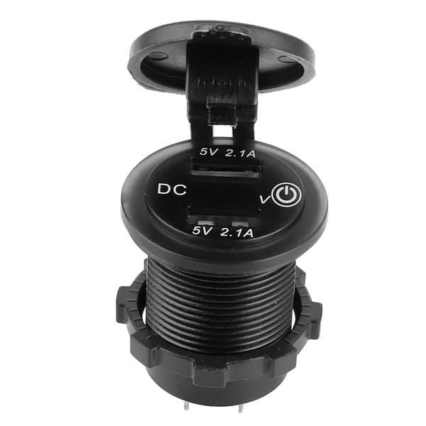 Dobbelt USB-biloplader lighterstik bilmodifikation med voltmeter 1224V 2.1A+2.1A (rød indikator)