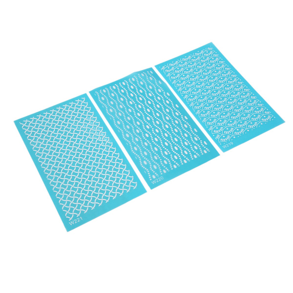 3 stk Silk Screen sjablonger for Polymer Clay Gjenbrukbare DIY Silk Screens for papirkort T-skjorter Lerretsbriller 219 220 221