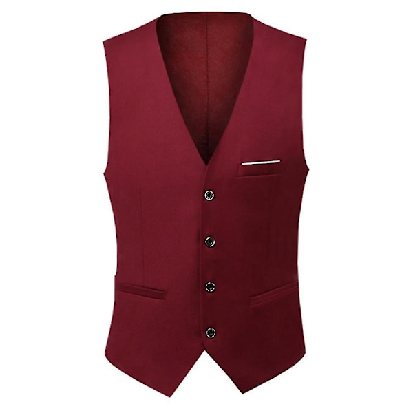 Miesten Slim Fit V-kaula-liivi, L, Punainen