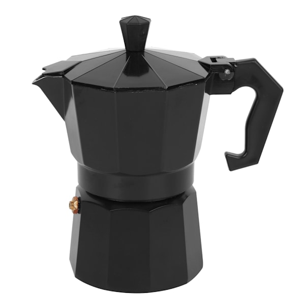 300ML 6-kopper kapacitet aluminium kaffemaskine Moka Pot tilbehør til kontor hjemmebrug Sort