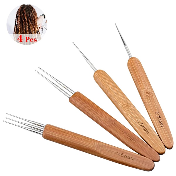 4PCS Dreadlocks Knitting Needles Dirty Braid Single Hook Double Hook Stronger Mildewproof Dreadlocks Tool