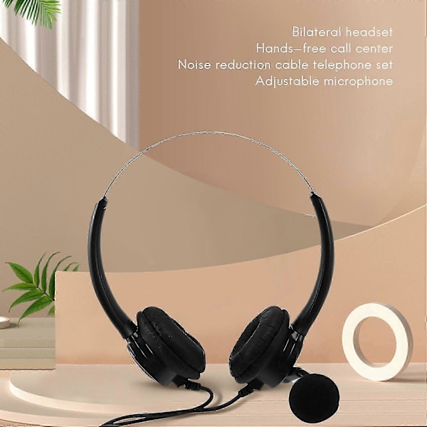 VH500D RJ9 Bilateralt Headset Handsfree Callcenter Brusreducerande Sladdanslutet med Justerbar Mikrofon f