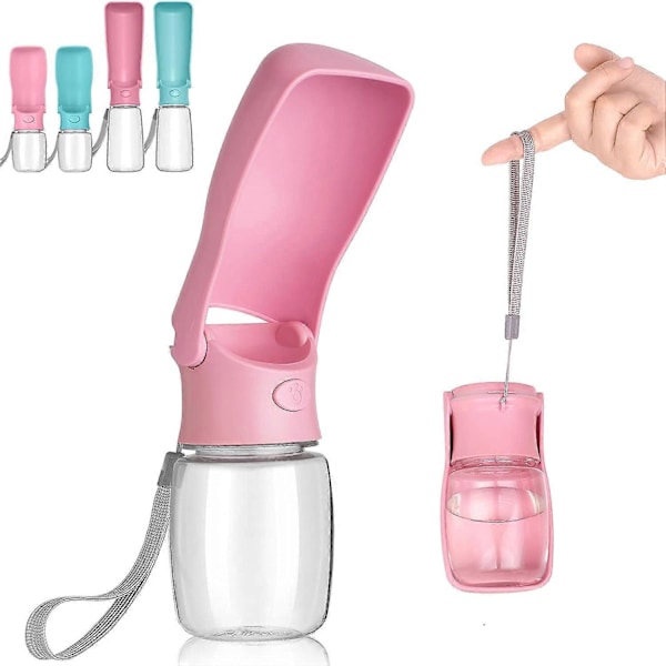 Hopfällbar Vattenflaska för Hund - 350ml Rosa Portabel Reseflaska för Hund - Vattenflaska för Husdjur Hund Katt Utomhuspromenader Vandring Resor