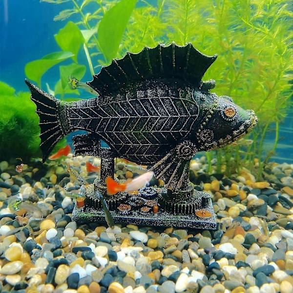 Akvarium Dekor Kreativt Akvarium Dekor Maskin Skjelett Dekor Fiske- og Reke Gjemmested Beta Akvarium Dekor Halloween Skjelett -C