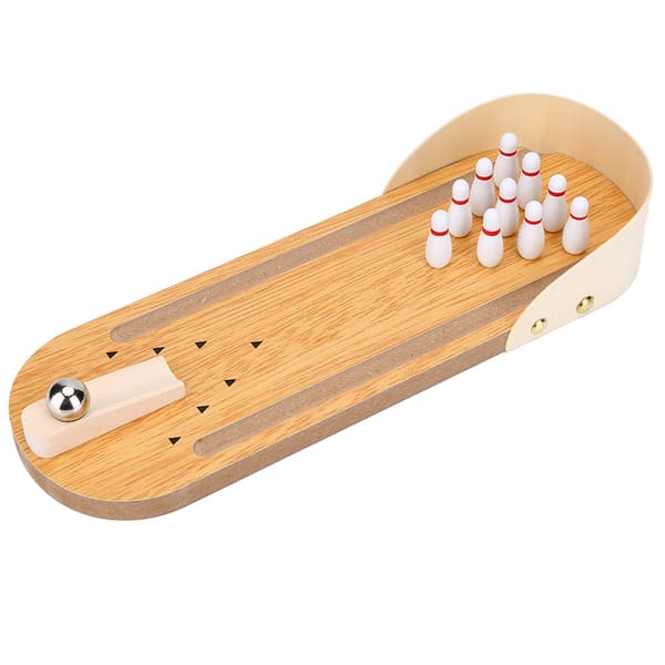 Bord Mini Bowling Spel Set Trä Skrivbordsdekoration Leksaker för Barn
