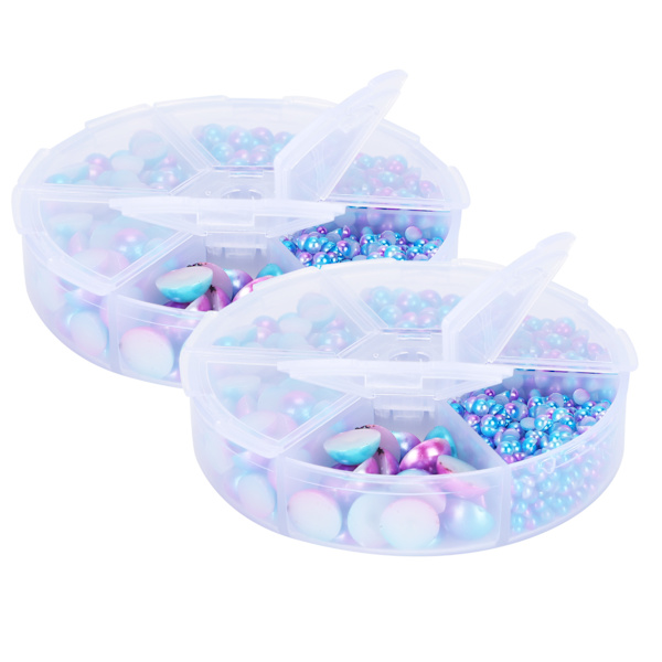 2 æsker Gradient Imitation Pearl Semicircular Nonporous Flat Back Dekorative Tilbehør til Tøj DIY (Blå Lilla)