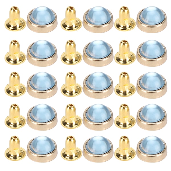 100 Set Färg Kristall Nitar Zink Legering Bagage Kläder Skor Dekoration DIY Verktyg 8mm Baby Blå