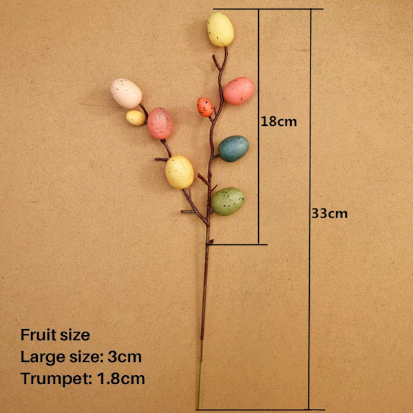 Påskäggsträd Dekorationer Färgglada Påskägg Ornament Påskägg Gren Blomsterplock för Vas Gräsmatta Blomkruka Dekoration
