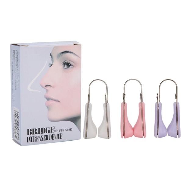 Silikone Nose Up Lifting Clips Portable Nose Bridge Shaping Beauty Clip (PinkPurpleWhite)