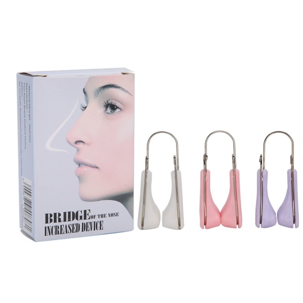 Silikoni nenä ylös nostava kiinnikkeet Kannettava nenäsillan muotoileva kauneusklipsi (Pink Purple White)