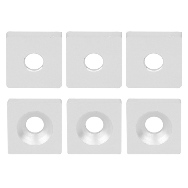 10st fyrkantig lagerplatta Bricka Silver Aluminiumlegering Cover Fästelement Tillbehör2020-Enkelt hål