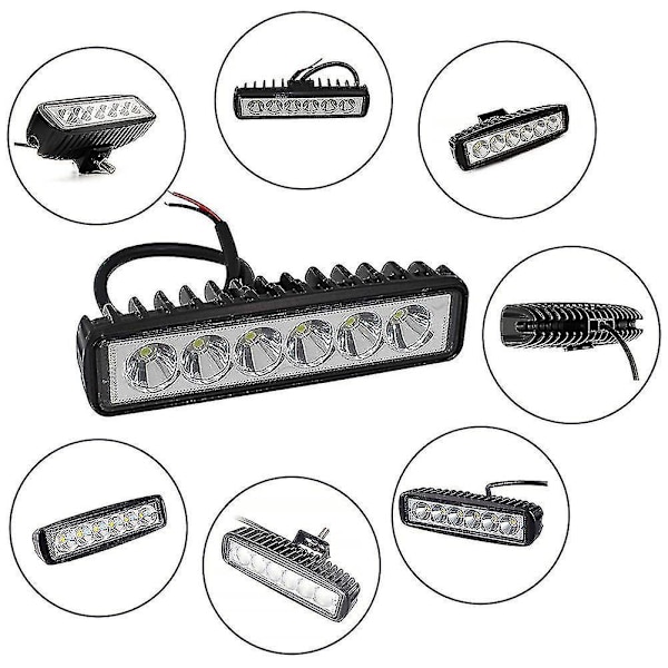 Vanntett 12V Båt Marine LED Flomlys Bar - 2stk, Hvit, for Pontong Fiskebil SUV Off-road