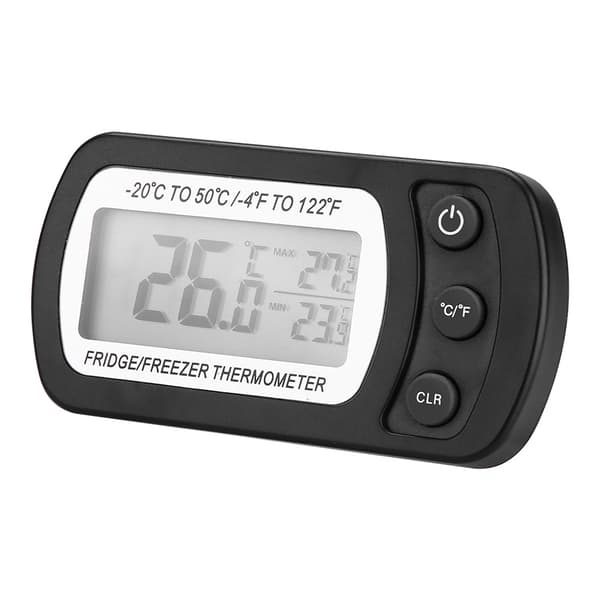 Køkken Stort LCD Køleskab Fryser Digitalt Termometer med Justerbart Stativ Sort