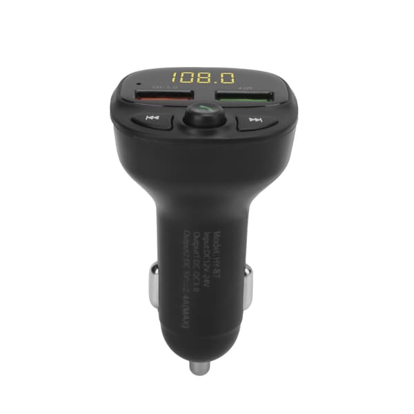 Bil Dubbel USB FM-sändare Bluetooth5.0 QC3.0 LED-display Trådlös Handsfree Röstpåminnelse 12‑24V