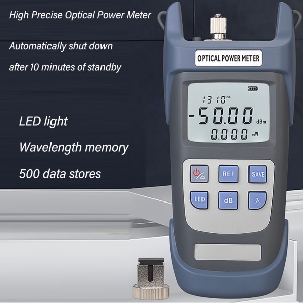 Optisk fiber-effektmåler ‑50 til +26dbm 10 bølgelængder 2,5 mm interface fiberoptisk kabeltester med LED-lys