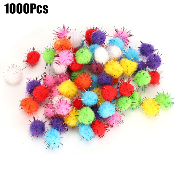1000 st ljusa sidenpompom för gör-det-själv-kläder och mobildekoration, 15 mm