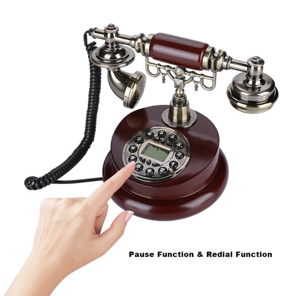 Retro Vintage Kablet Kablet Telefon Fasttelefon FSK/DTMF Telefonlinje drevet Hotellkontor Hjem
