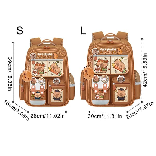 Capybara Backpack for Primary School with Ample Space, Practical Oxford Cloth Bookbags for Students 02 01style 01style 2