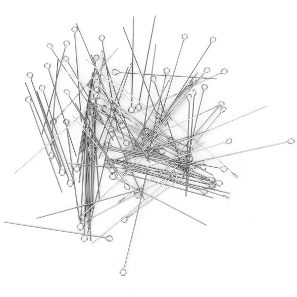 Rustfrie stål fiske agn øyepinner lang nål flatlås funn tilbehør (50mm)