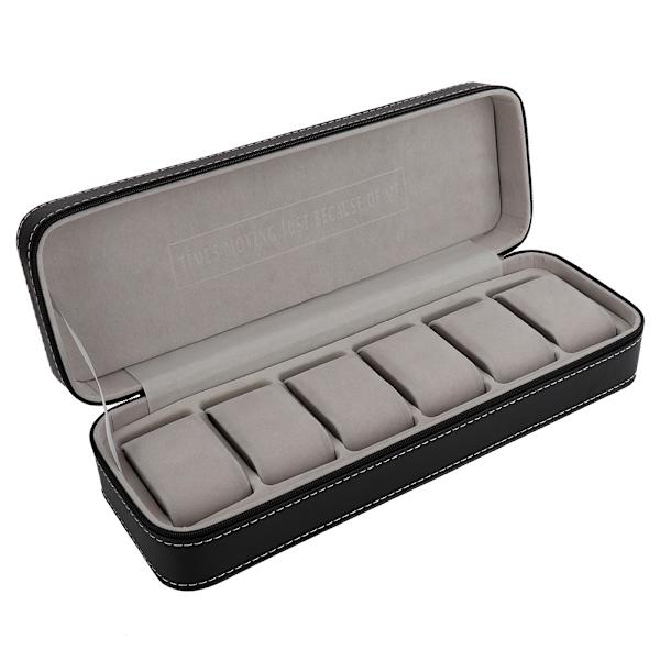 6 Slot PU-nahkainen watch case Organizer Näyttölaatikko erilliset osastot