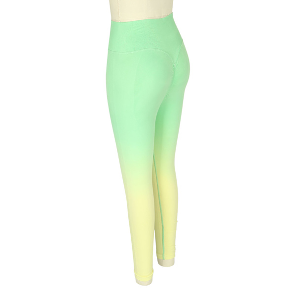 Gul grön rumpa Yogabyxor Seamless Höftlyft Gradient Hög midja Leggings Large