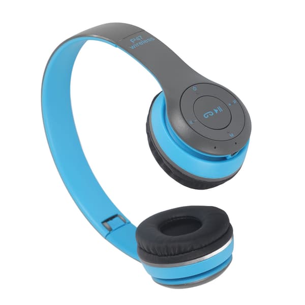 Bluetooth-headset vikbart tung bas ergonomiskt trådlöst sportheadset för studenter vuxna hemmakontor skola blå