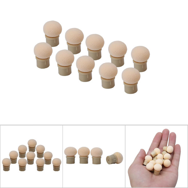 10 st utbytbart svamphuvud för glitterpulver prickpenna Pensel Nail Art Tool (rund ände)