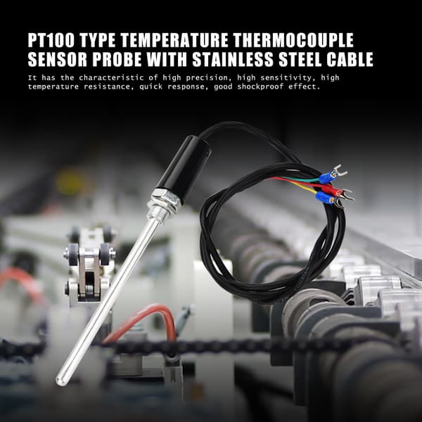 PT100 Typ Temperatur Termoelement Sensor Sond med Rostfri Stålkabel (150mm)