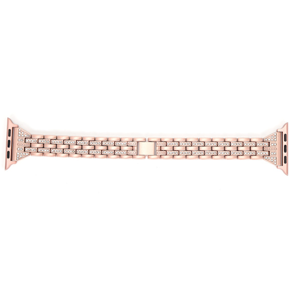 Klockarmband Dubbla Rader Rhinestones‑Späckad Ersättningsmetallrem för IOS Watch 42mm / 44mmRosa