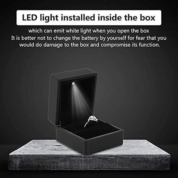 Smykkeskrin med LED-lys, Halskæde Armbånd Ringe Vedhæng Opbevaringsæske til Frieri Forlovelse Valentinsdag Gaver Fødselsdage Charms