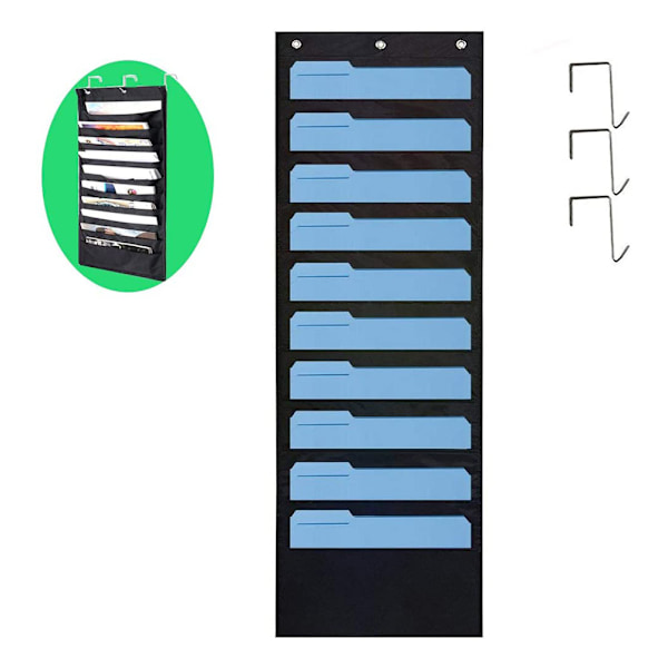 Väggorganiserare med 10 fack, väggmonterad filorganiserare, förvaringsmapp för papper, mappar, diagram, hemmakontor