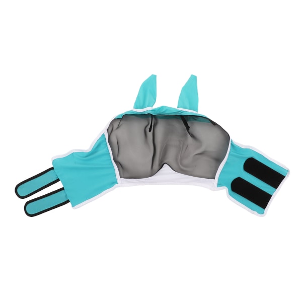 Mesh hestefluemaske Elastisk UV-beskyttelse Avtakbar pustende hestefluemaske med ører for hester Blågrønn S