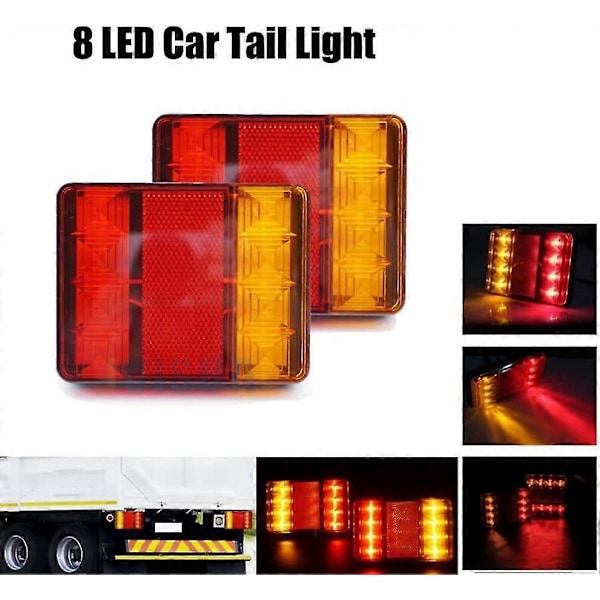 Auton takavalo 2kpl 12V 8 Led Takavalot 6 Toimintoa Perävaunun Takavalo_SZXM