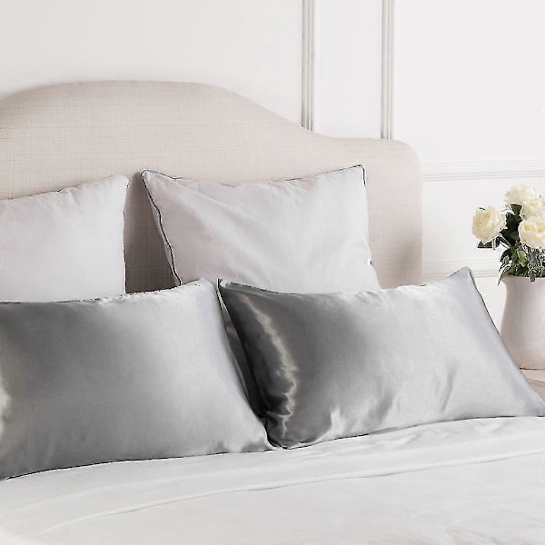 Satin Örngott 2-pack Örngott för Hår och Hud Standardstorlek med Kuvertstängning, 50 x 75 cm