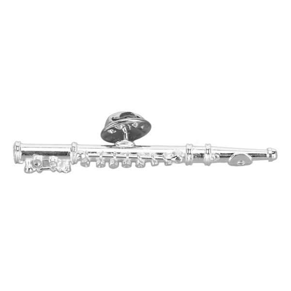 Silverflöjtbrosch Miniatyrmusikinstrument Lapelbroschnål med röd sammetsfodrad case