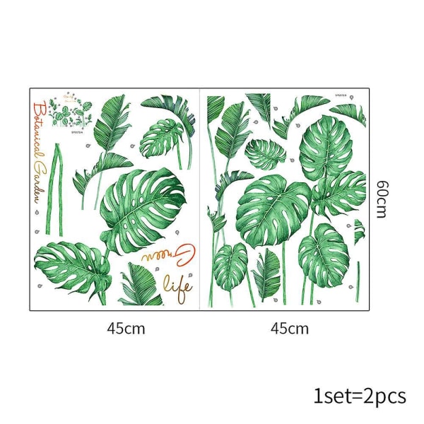 Tropical Leaf Wall Stickers - Grønne planteveggdekor for soverom og stue veggdekor