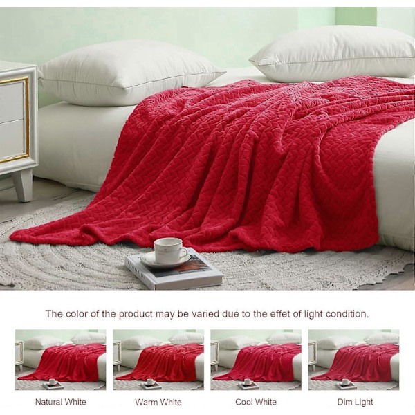 Stor Filt i Flanellfleece, 180*200 CM Sofföverdrag, Mjuka Jacquardvävda Lövmönstrade Överkast för Soffa