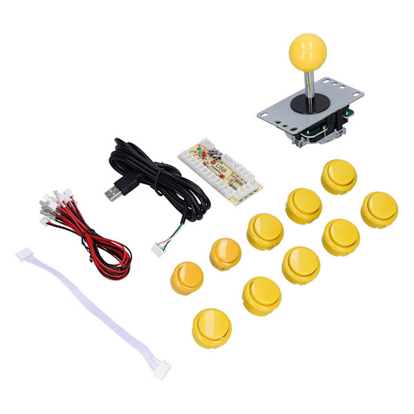 QM070901 Arcade Game Joystick Kits Zero Delay Arcade Game DIY Kit Dele med Encoder Board 10 Knapper Joystick til MAMEYellow