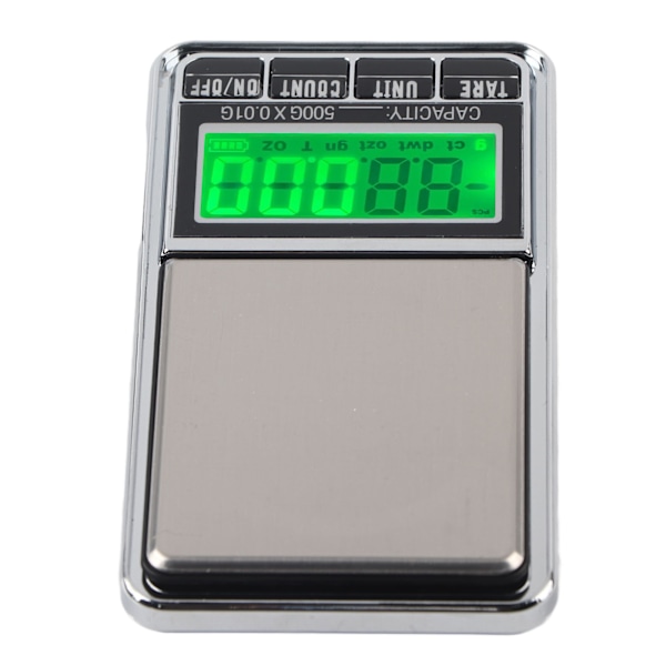 Elektronisk smyckesvåg fickdigitala karatvågar med grön bakgrundsbelyst LCD-display 0,01/500G