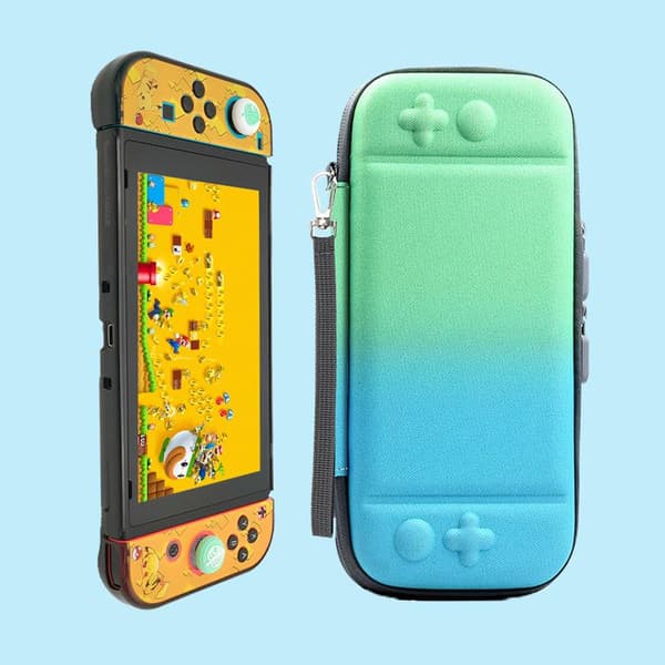 Bæreveske for Nintendo Switch/Switch OLED - Kompatibel med strømadapter - Støtsikker hardt skall bæreveske med plass