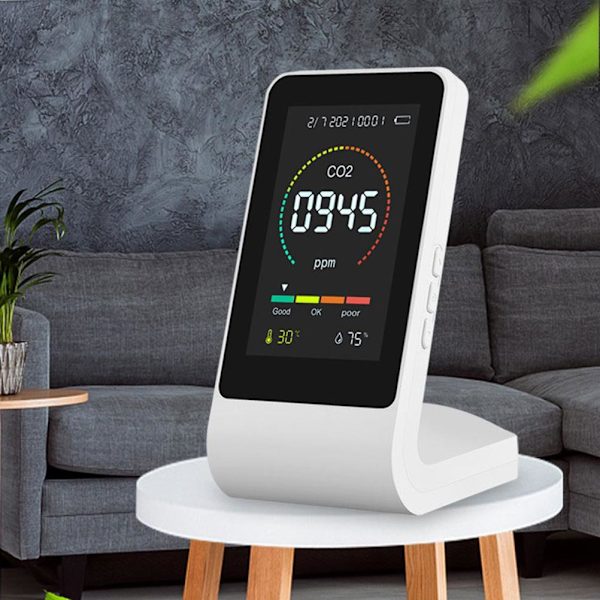 Luftkvalitetsmonitor CO2-detektor Temperaturmåler Fuktighetsmåler Måler umiddelbart luftkvalitetsnivåer innendørs og utendørs