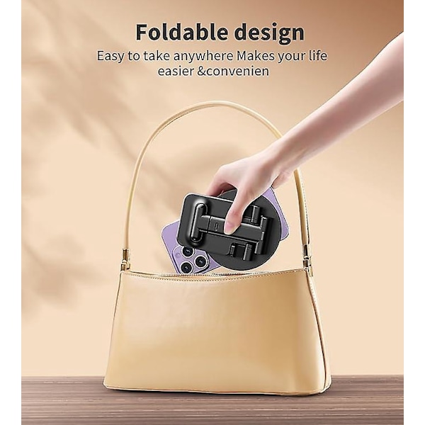 Telefonholder, Foldbar Tablet Holder, Bordtelefonholder, Kompatibel med Samsung Huawei iPad Mini iPhone Alle Smartphones - Sort