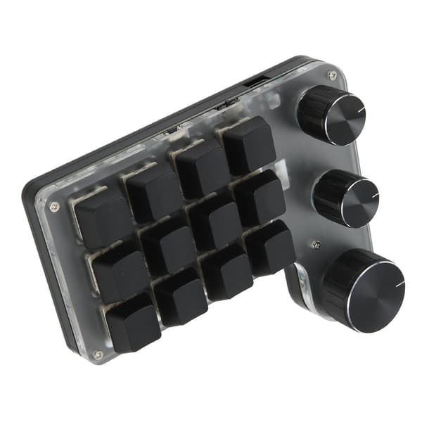 12 tangenter mekaniskt tangentbord Bluetooth USB-anslutning Mini bärbart programmerbart makrotangentbord med 3 rattar för kontor