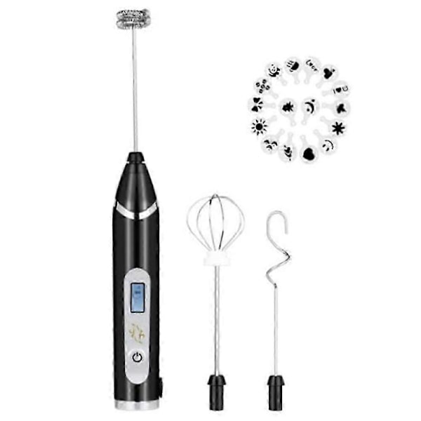 Melkeskummer Håndholdt USB LCD Elektrisk Justerbar 3 Hastigheter Hånd Melkeskum Maker Mini Blender Drikke