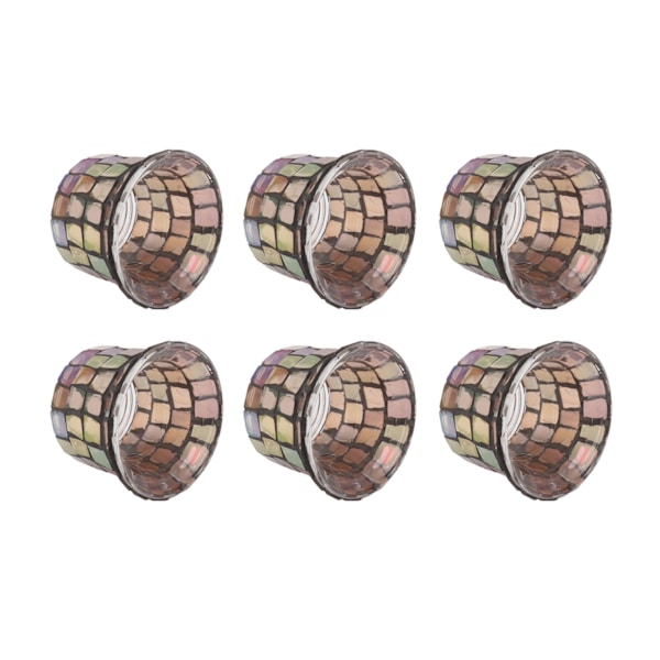 6 stk mosaik fyrfadsstage massiv glas lysestage urtepotte til bryllup meditation Brun