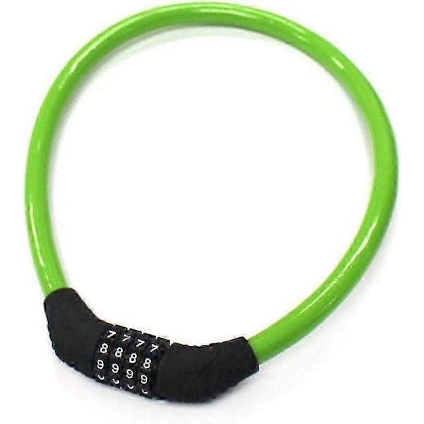 Säkerhets Cykellås 4-siffrigt Återställbart Kombinationskabellås för Cykel, 0,6 meter x 1,27 cm, Grön_SZXM