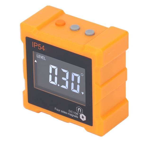 IP54 Vinkelmåler 4x90° LCD Digital Display 4 Side Stærk Magnetisk Vinkelmåler Inclinometer 360° 1300mAh Orange