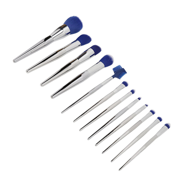 Makeup pensel sæt blå serie blød tekstur aluminium rør PU opbevaringspose bærbar 12 stk kosmetisk skygge pensel