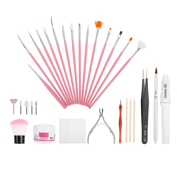Professionellt nagelkonstverktyg nagelbandstrimningskvarn pusher set gelborstar kit